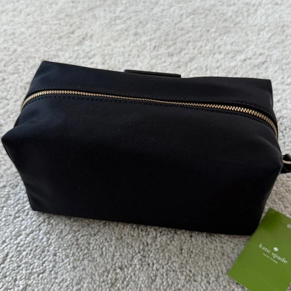 kate spade black nylon cosmetic case with gold zipper - Picture 4 of 5